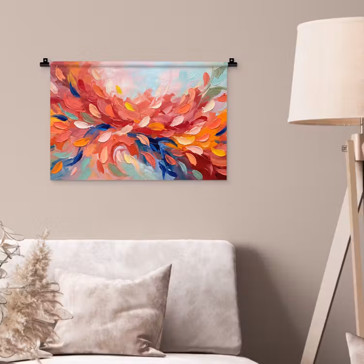 Bloemen - Abstract - Kunst - Modern Wandkleed katoen klein -sfeer4