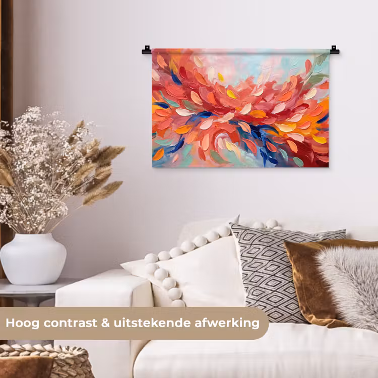 Bloemen - Abstract - Kunst - Modern Wandkleed katoen klein -sfeer1