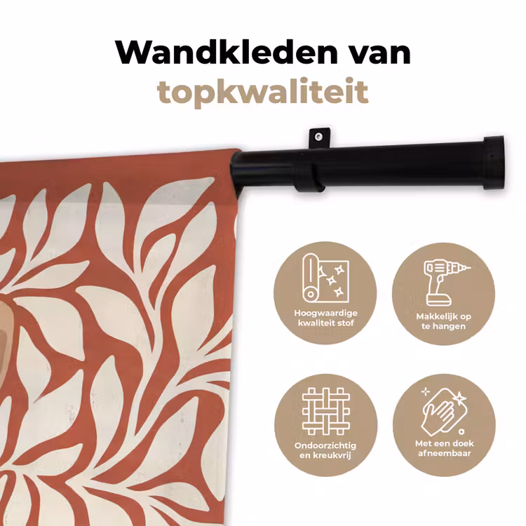 Bloemen - Abstract - Modern - Beige - Natuur Wandkleed katoen klein -sfeer2