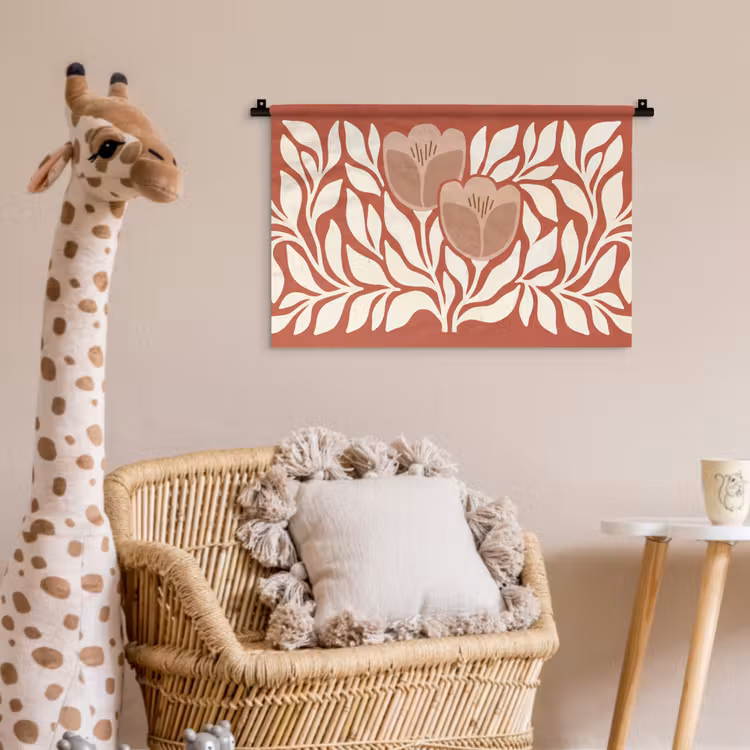 Bloemen - Abstract - Modern - Beige - Natuur Wandkleed katoen klein -wsfeer5_kind
