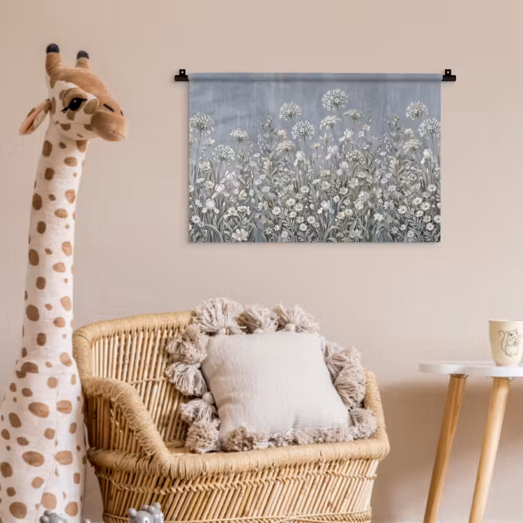 Bloemen - Botanisch - Blauw Wandkleed katoen klein -wsfeer5_kind