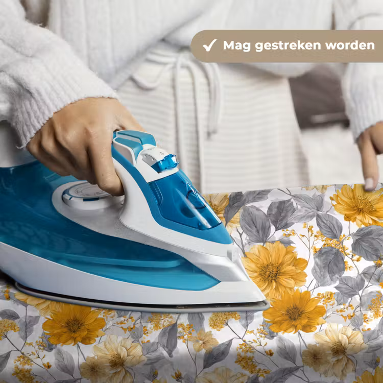 Bloemen - Botanisch - Elegant - Okergeel - Grijs Wandkleed katoen klein 269 -sfeer9