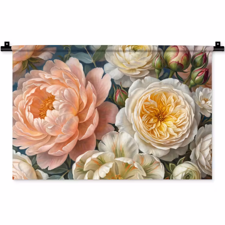 Bloemen - Boeket - Natuur - Klassiek - Kleurrijk Wandkleed katoen klein -zz3d