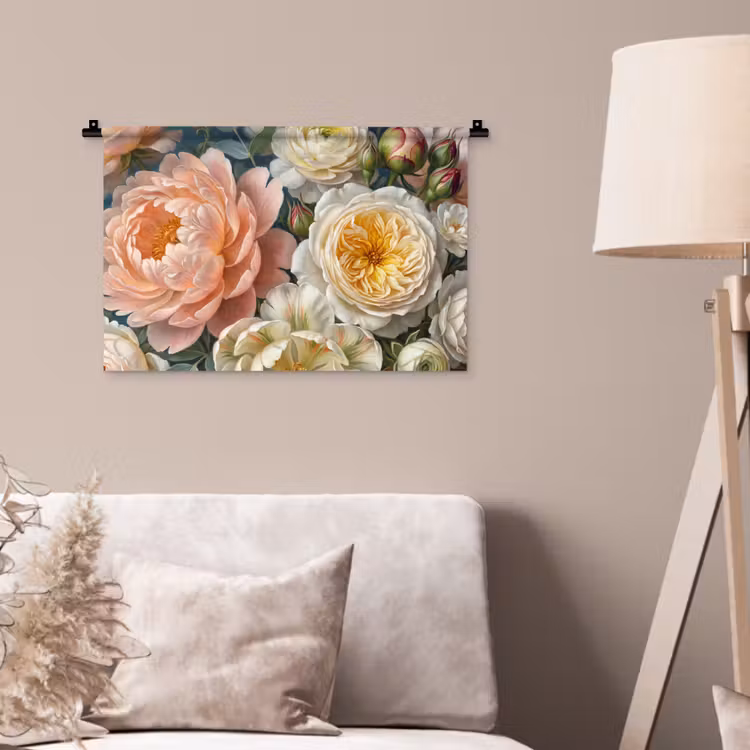 Bloemen - Boeket - Natuur - Klassiek - Kleurrijk Wandkleed katoen klein -sfeer4