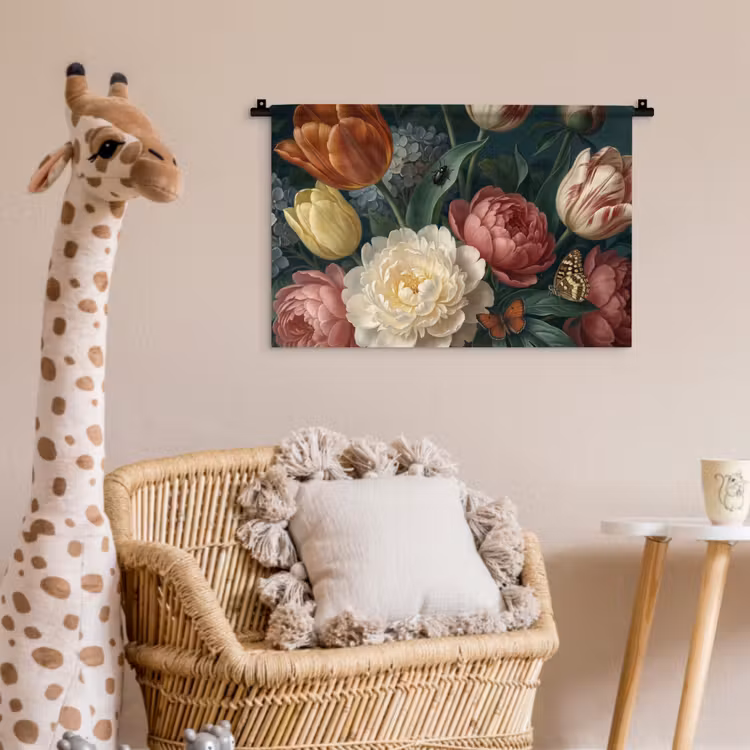Bloemen - Boeket - Natuur - Klassiek - Donker Wandkleed katoen klein -wsfeer5_kind