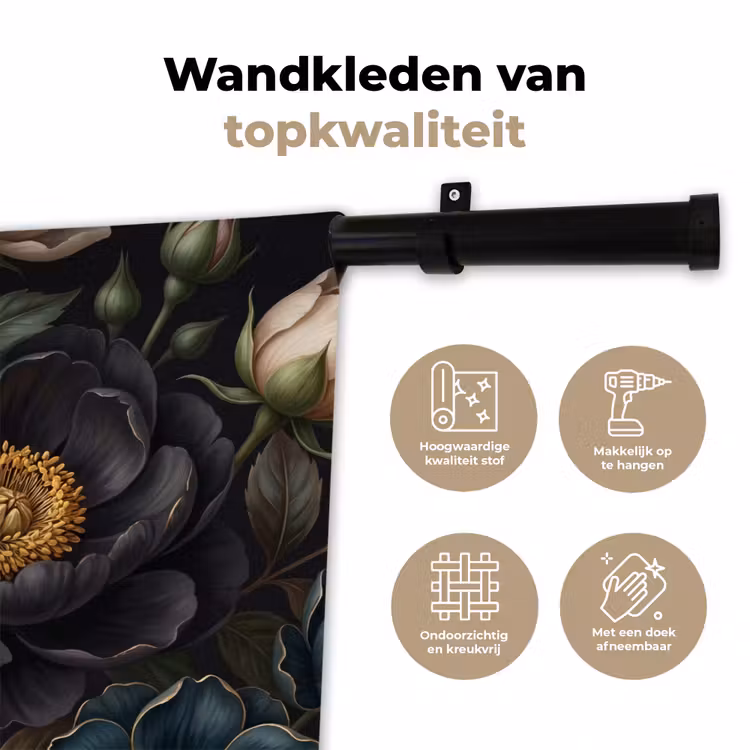 Bloemen - Boeket - Natuur - Klassiek - Weelderig Wandkleed katoen klein -sfeer2