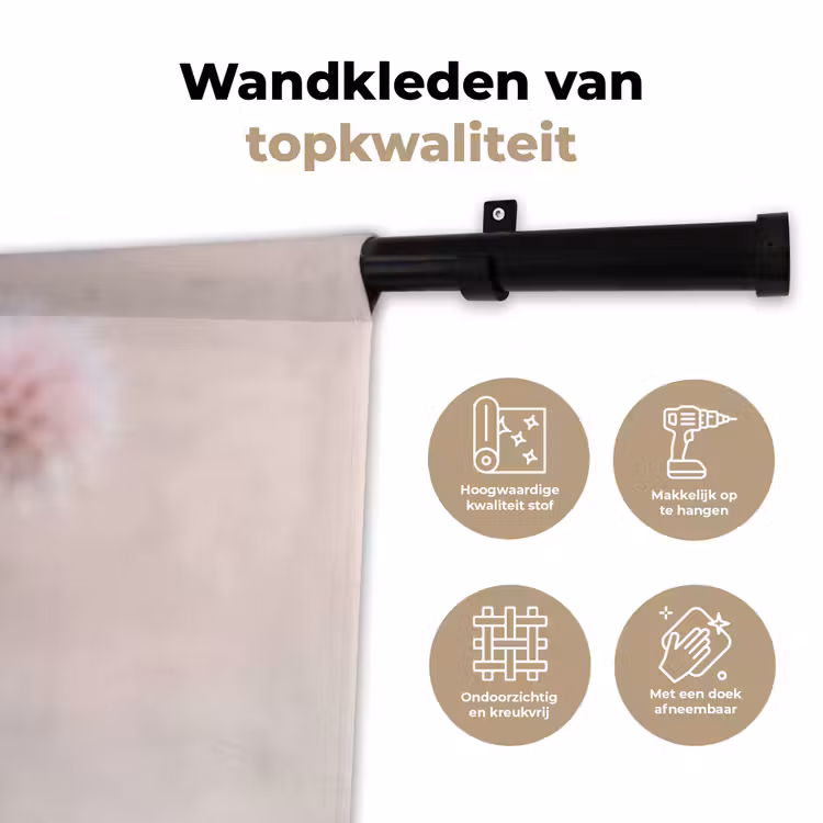 Bloemen - Bollen - Roze Wandkleed katoen klein -sfeer2