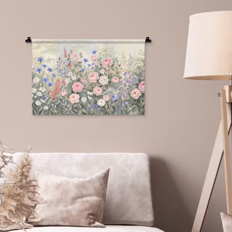 Bloemen - Tuin - Natuur - Kleurrijk Wandkleed katoen klein -sfeer4