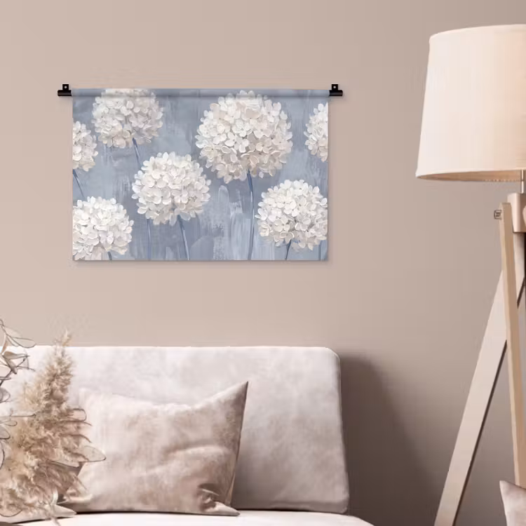 Bloemen - Illustratie - Blauw Wandkleed katoen klein -sfeer4