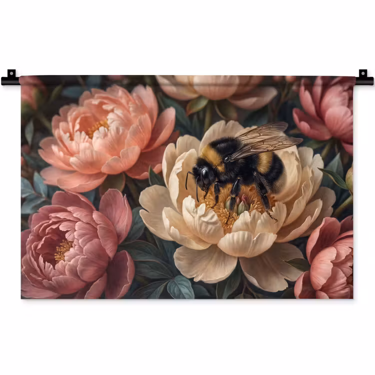 Bloemen - Insect - Natuur - Roze Wandkleed katoen klein -zz3d