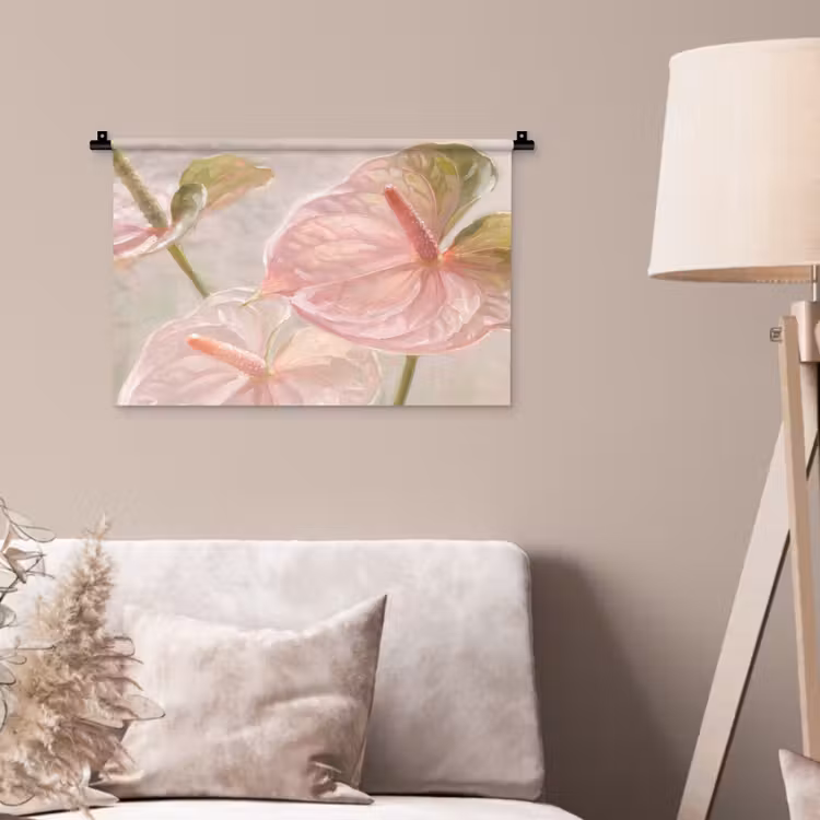Bloemen - Pastel - Abstract - Natuur - Groen Wandkleed katoen klein -sfeer4