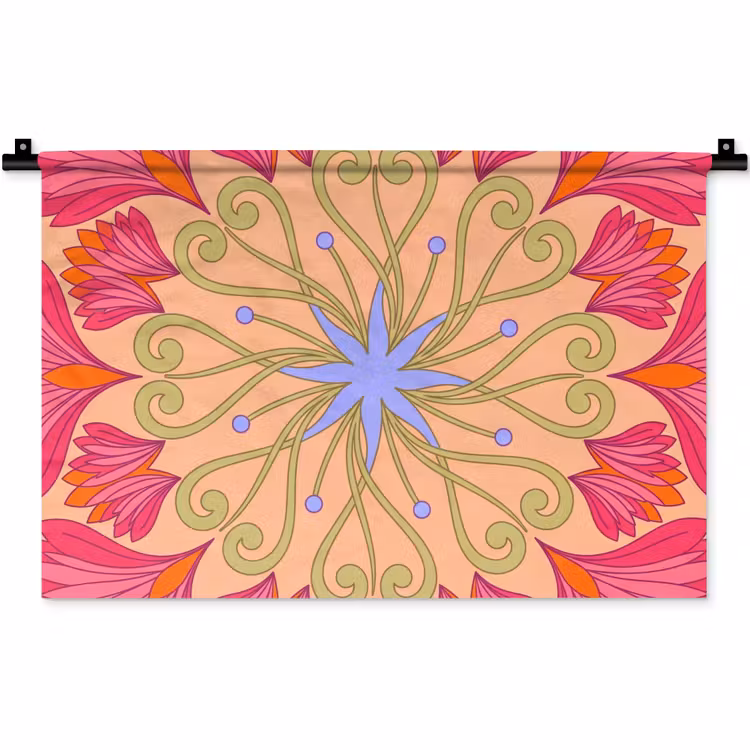 Bloemen - Patroon - Abstract - Roze - Decoratief Wandkleed katoen klein -zz3d
