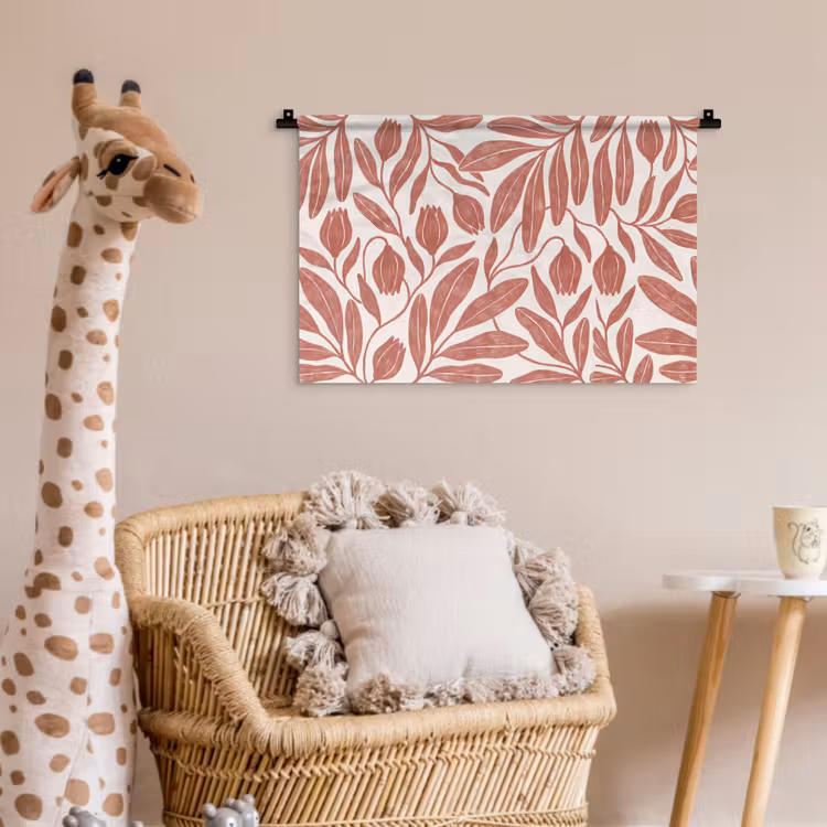 Bloemen - Patroon - Modern - Natuur - Bruin Wandkleed katoen klein -wsfeer5_kind