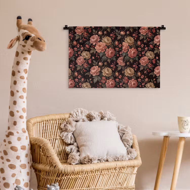 Bloemen - Patroon - Natuur - Vintage - Roze Wandkleed katoen klein -wsfeer5_kind