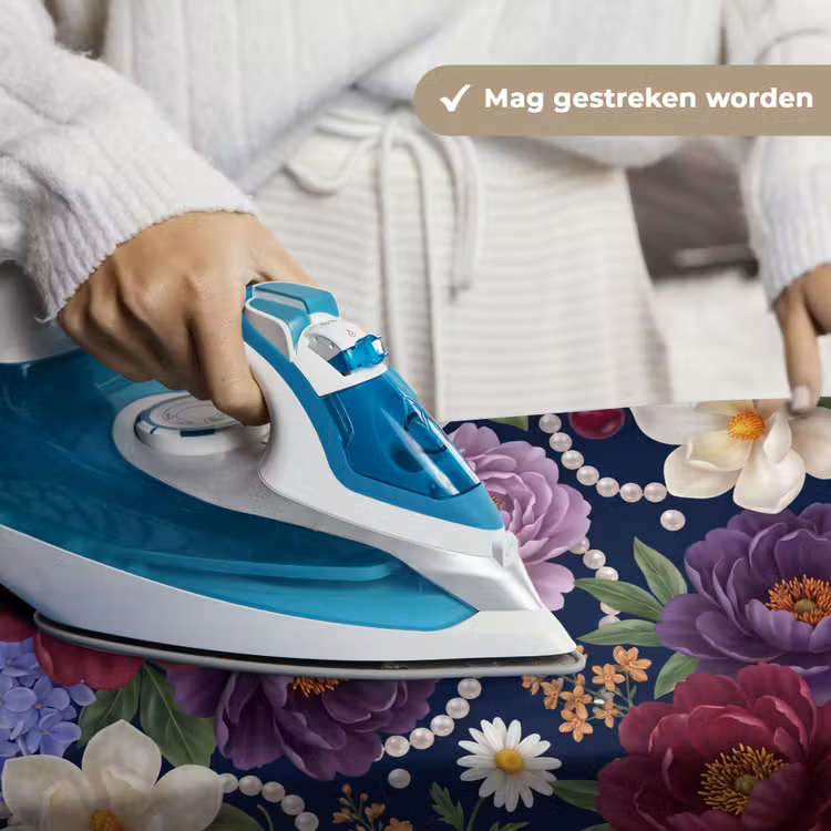 Bloemen - Parels - Decoratie - Modern - Blauw Wandkleed katoen klein -sfeer9