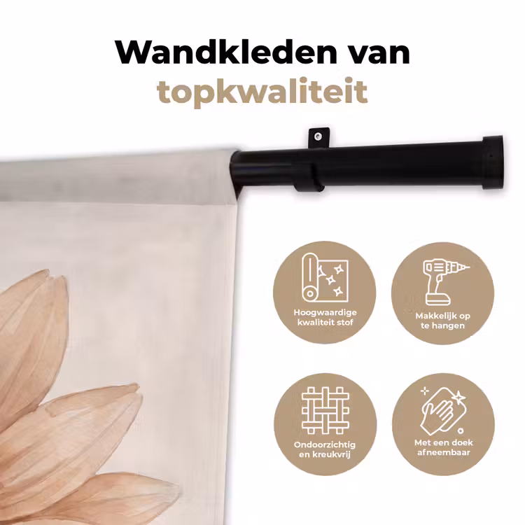 Bloemen - Bloemblad - Natuur - Aquarel - Beige Wandkleed katoen klein -sfeer2