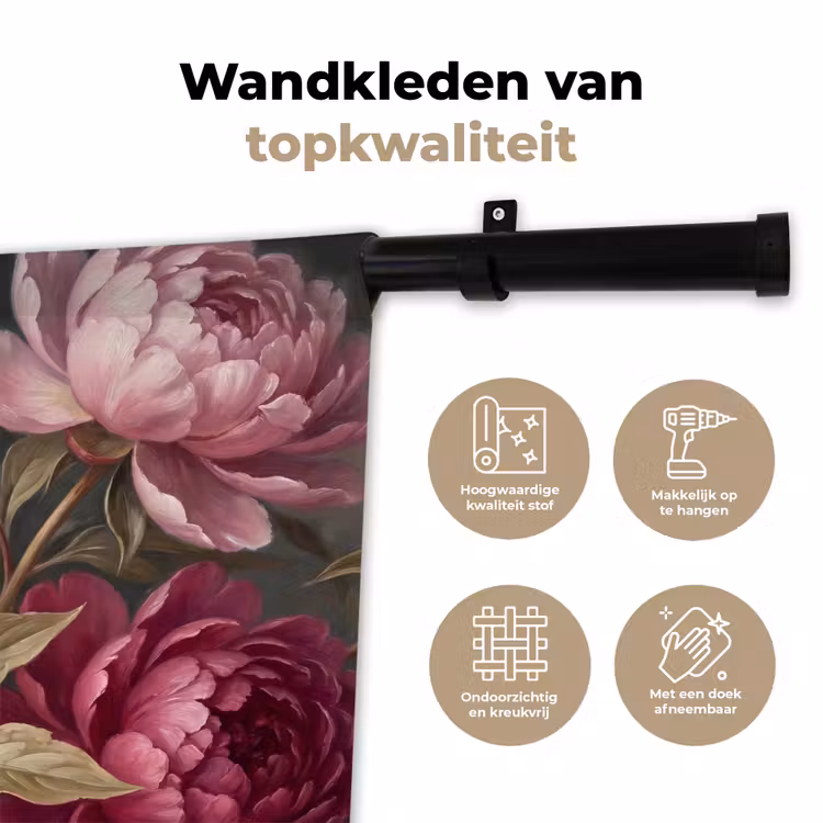 Bloemen - Roze - Klassiek - Natuur Wandkleed katoen klein -sfeer2