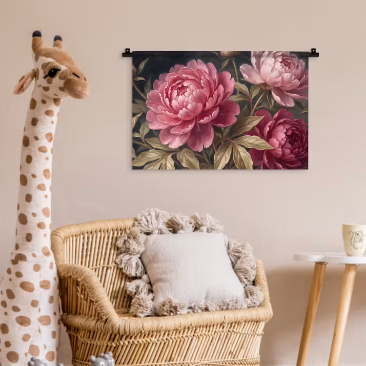 Bloemen - Roze - Klassiek - Natuur Wandkleed katoen klein -wsfeer5_kind
