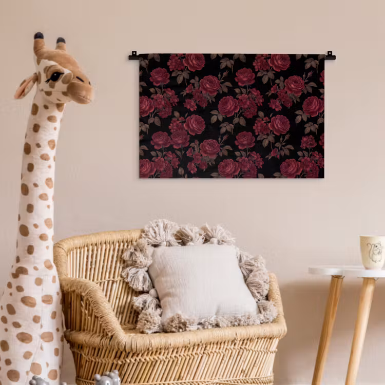 Bloemen - Roos - Patroon - Klassiek - Rood Wandkleed katoen klein -wsfeer5_kind