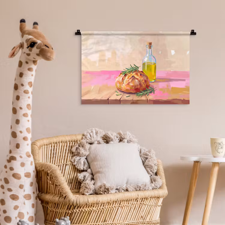 Eten - Brood - Olijfolie - Abstract - Keuken Wandkleed katoen klein -wsfeer5_kind