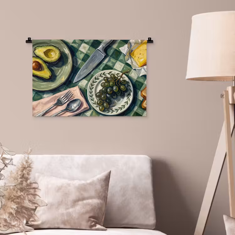Eten - Ontbijt - Tafel - Modern - Groen Wandkleed katoen klein -sfeer4