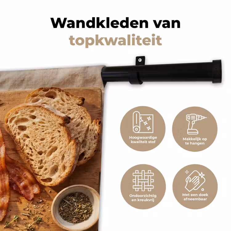 Eten - Ontbijt - Hout - Rustiek - Geel Wandkleed katoen klein -sfeer2