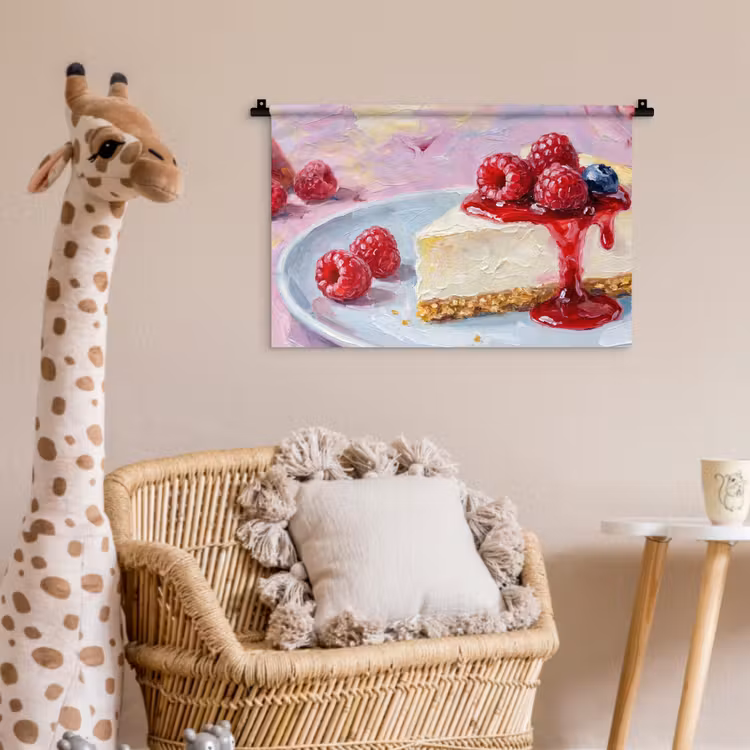 Eten - Cheesecake - Bessen - Abstract - Roze Wandkleed katoen klein -wsfeer5_kind