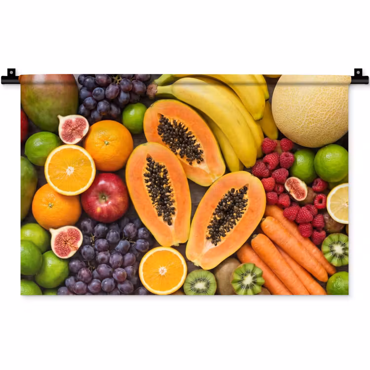 Eten - Fruit - Groenten - Vers - Kleurrijk Wandkleed katoen klein -zz3d