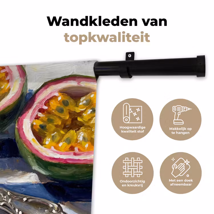 Eten - Passievrucht - Tropisch - Modern - Kleurrijk Wandkleed katoen klein -sfeer2