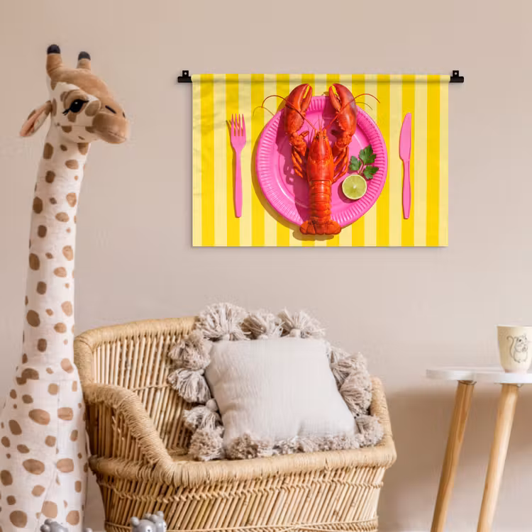 Eten - Roze - Geel - Modern - Culinaire Wandkleed katoen klein -wsfeer5_kind