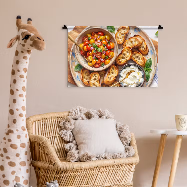 Eten - Tomaat - Brood - Kleurrijk - Keuken Wandkleed katoen klein -wsfeer5_kind