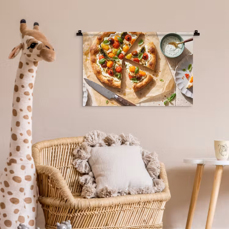 Eten - Tomaten - Basilicum - Maaltijd - Vers Wandkleed katoen klein -wsfeer5_kind