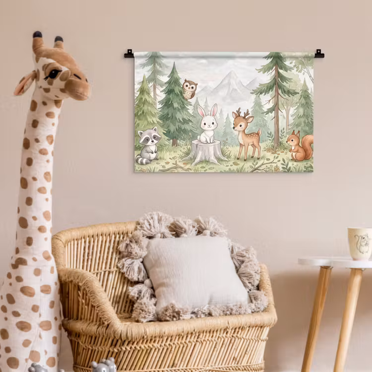 Bos - Dieren - Groen Wandkleed katoen klein -wsfeer5_kind