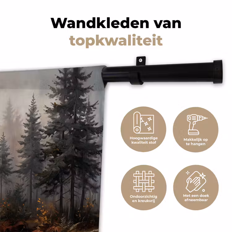Bospad - Herfstbladeren - Natuur - Schilderachtig - Oranje Wandkleed katoen klein -sfeer2