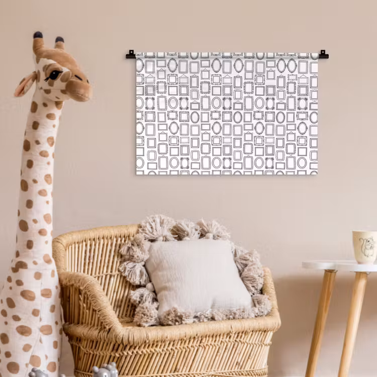 Lijsten - Patroon - Decoratie - Schets - Zwart-wit Wandkleed katoen klein -wsfeer5_kind