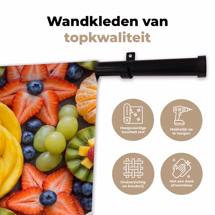 Fruit - Arrangement - Gezond - Kleurrijk - Eten Wandkleed katoen klein -sfeer2