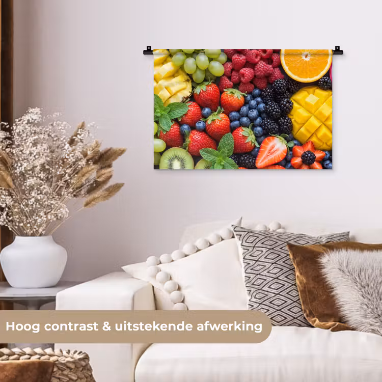 Fruit - Vers - Kleurrijk - Eten Wandkleed katoen klein -sfeer1
