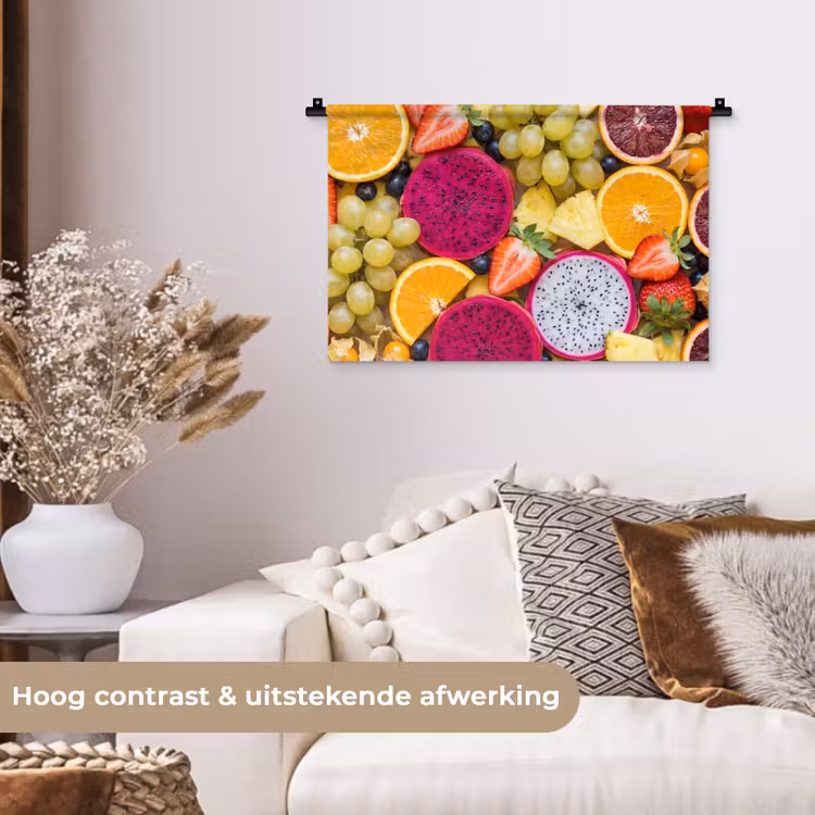 Fruit - Assortiment - Kleurrijk - Gezondheid Wandkleed katoen klein -sfeer1