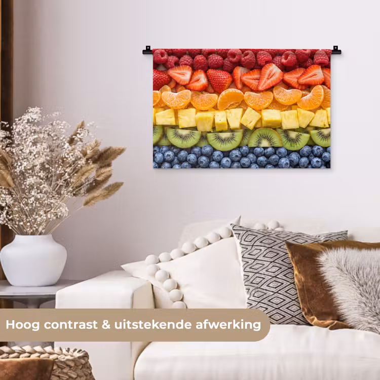 Fruit - Regenboog - Gezond - Kleurrijk Wandkleed katoen klein -sfeer1
