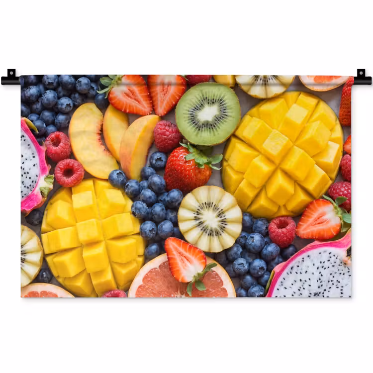 Fruit - Versneden - Kleurrijk - Eten - Gezond Wandkleed katoen klein -zz3d