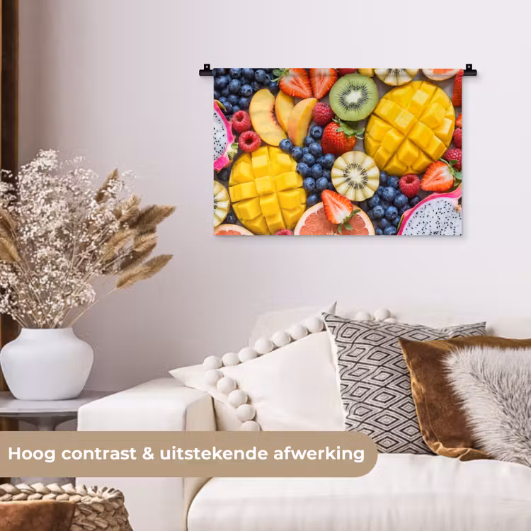 Fruit - Versneden - Kleurrijk - Eten - Gezond Wandkleed katoen klein -sfeer1