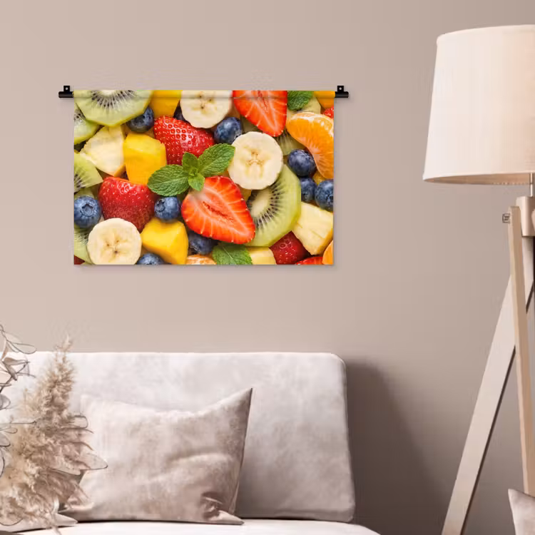 Fruit - Plakjes - Eten - Kleurrijk Wandkleed katoen klein -sfeer4