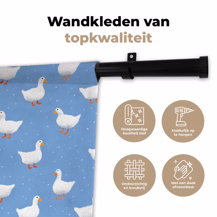 Ganzen - Elegant - Blauw Wandkleed katoen klein 269 -sfeer2
