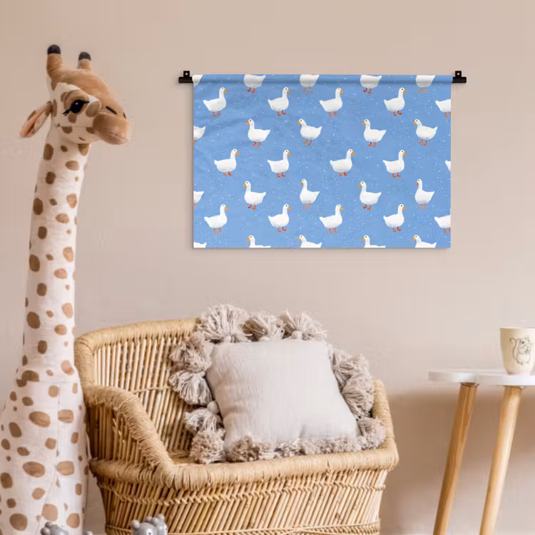 Ganzen - Elegant - Blauw Wandkleed katoen klein 269 -wsfeer5_kind