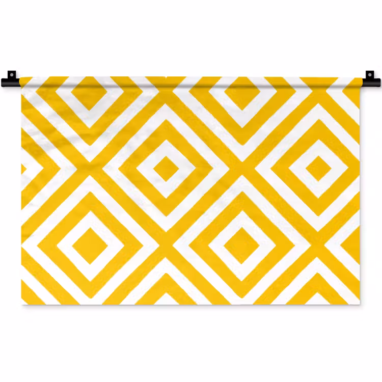Geometrisch - Lijnen - Modern - Geel - Wit Wandkleed katoen klein 269 -zz3d