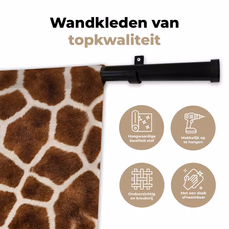 Giraf - Vacht - Klassiek - Bruin Wandkleed katoen klein -sfeer2
