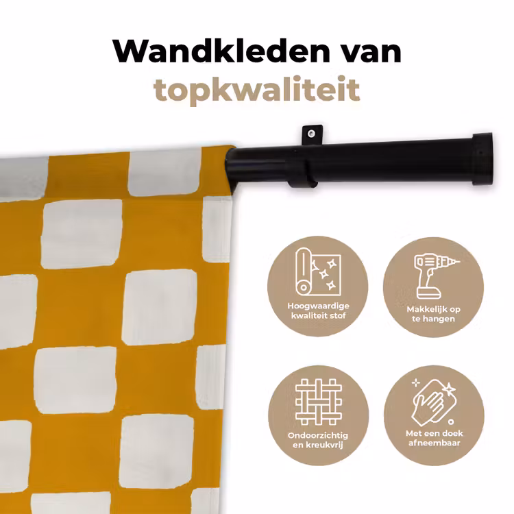 Grafisch - Patroon - Oker Wandkleed katoen klein 269 -sfeer2