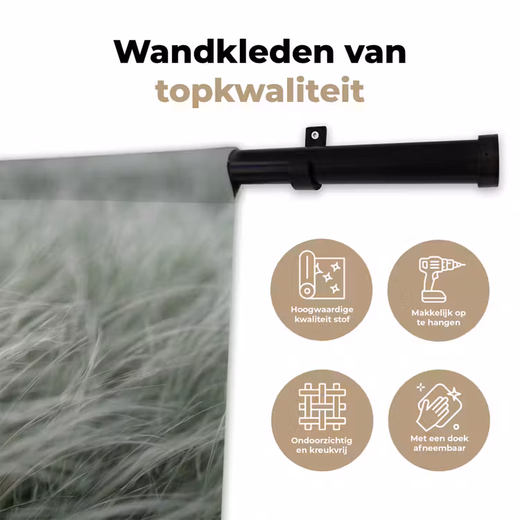 Gras - Wazig - Natuur - Groen - Zacht Wandkleed katoen klein -sfeer2