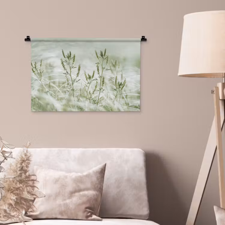 Grassen - Minimalistisch - Groen Wandkleed katoen klein -sfeer4