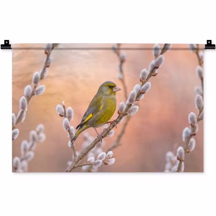 Groenling - Katjes - Lente - Natuur - Zacht Wandkleed katoen klein -zz3d